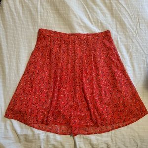 Floral print red skirt